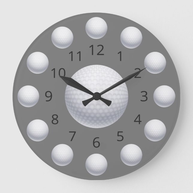 Golf Ball Atom Uhr mit Zahlen (Vorderseite)