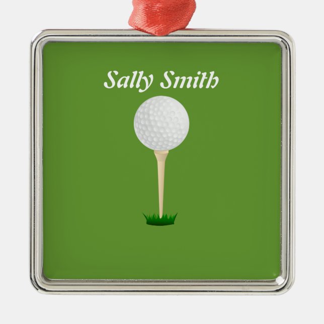 Golf Ball auf T Green Ornament (Vorne)