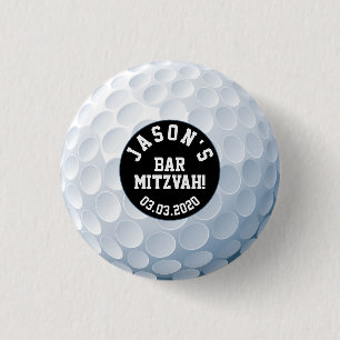 Golf Ball Bar Mitzvah Button Schwarz-weiß