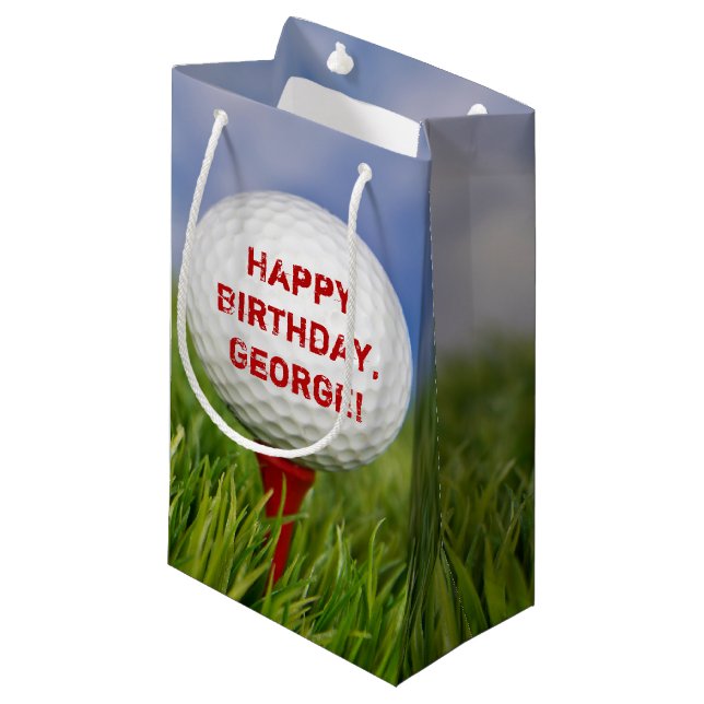 Golf Ball Birthday Kleine Geschenktüte (Vorderseite Schrägansicht)