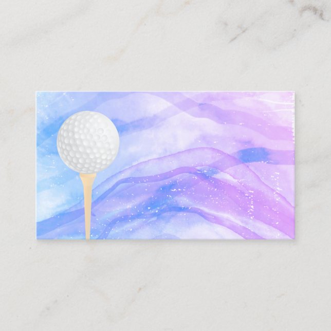 Golf Ball Blau und lila Aquarellgestaltung Visitenkarte (Vorderseite)