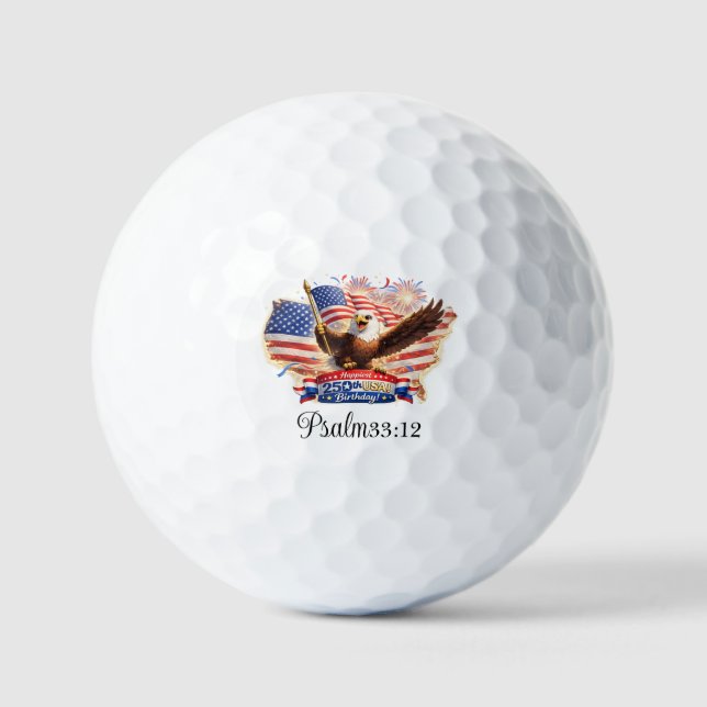 Golf Ball Blessed  Happy 250th Birthday USA! (Vorderseite)