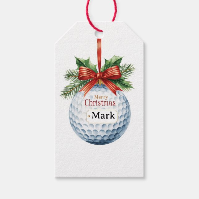 Golf Ball Christmas themed Geschenkanhänger (Vorderseite)