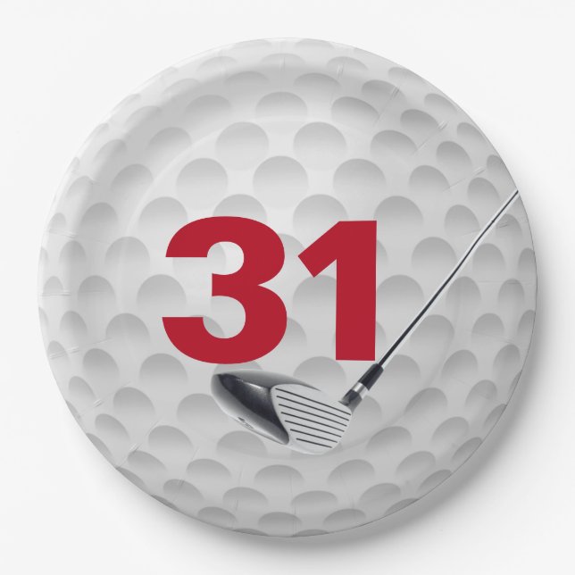 Golf Ball Design 31. Geburtstag Pappteller (Vorderseite)