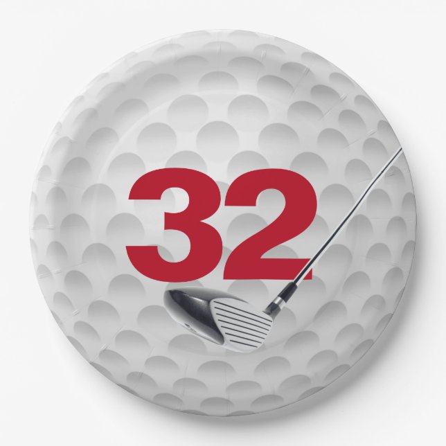Golf Ball Design 32. Geburtstag Pappteller (Vorderseite)