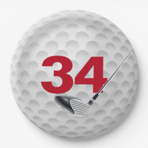 Golf Ball Design 34. Geburtstag Pappteller