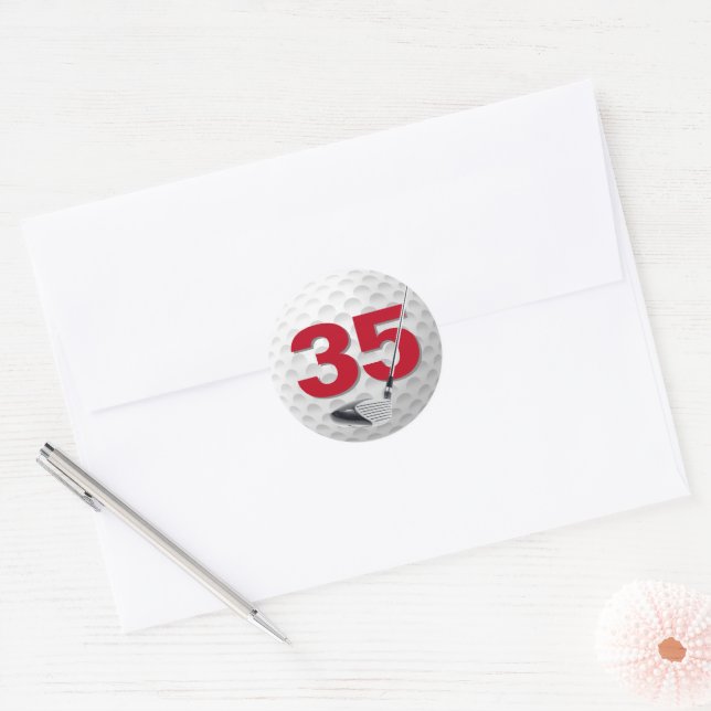 Golf Ball Design 35. Geburtstag Runder Aufkleber (Umschlag)