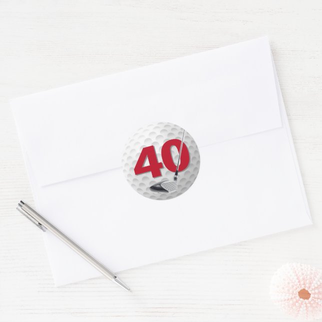 Golf Ball Design 40. Geburtstag Runder Aufkleber (Umschlag)