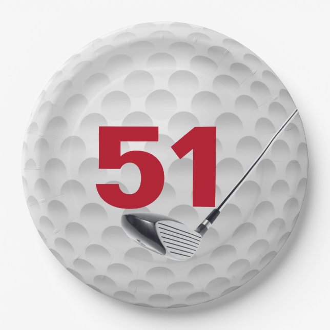 Golf Ball Design 51. Geburtstag Pappteller (Vorderseite)