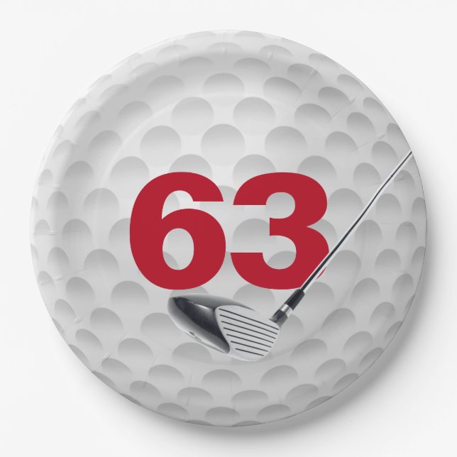 Golf Ball Design 63. Geburtstag Pappteller (Vorderseite)