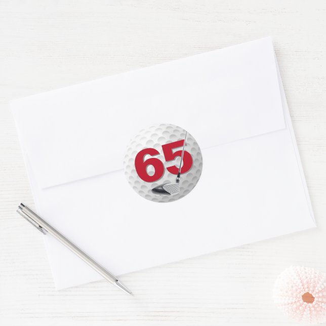 Golf Ball Design 65. Geburtstag Runder Aufkleber (Umschlag)