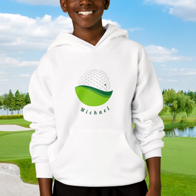 Golf Ball Design & Custom Boys Name Sport Golfer Hoodie (Von Creator hochgeladen)