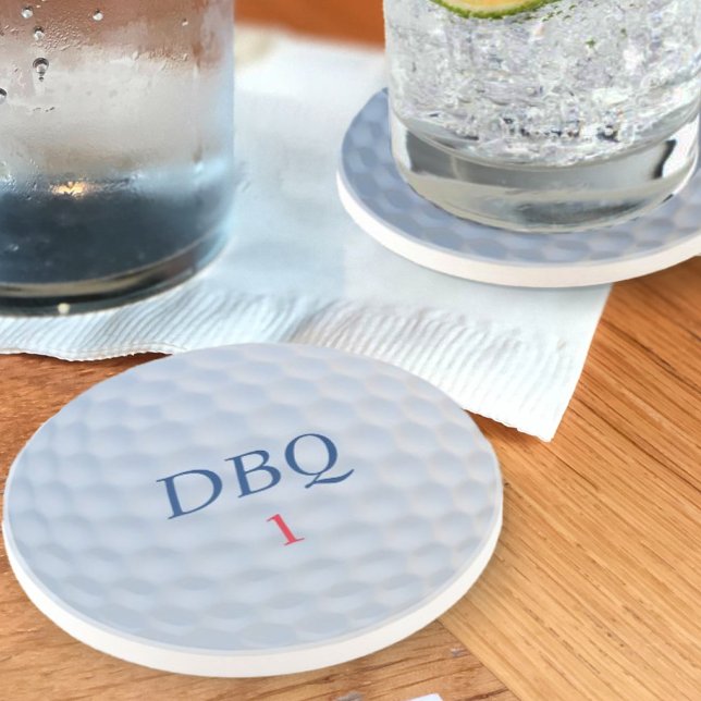 Golf Ball Dimples Mit Monogramm Sandstone Unterset Getränkeuntersetzer (The perfect coaster for your Golfing Dad - just add his initial and golf ball number)