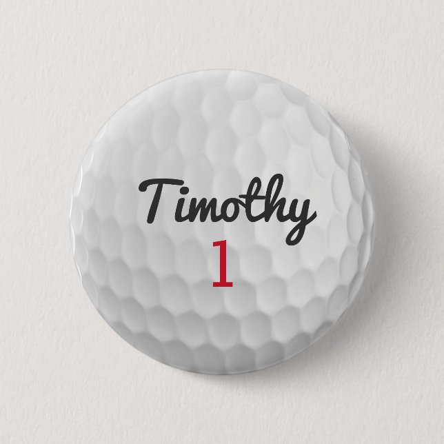Golf Ball Dimples mit schwarzem Namen Button (Vorderseite)
