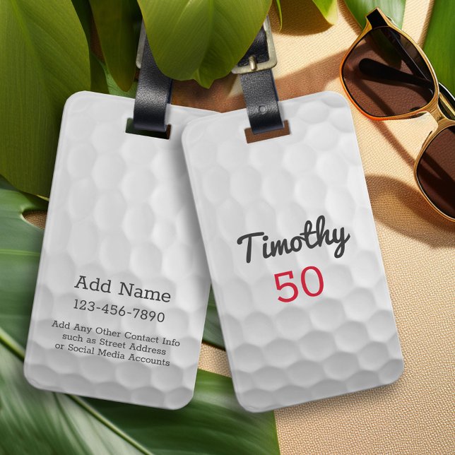 Golf Ball Dimples mit schwarzem Namen Gepäckanhänger (Custom Luggage Tag)