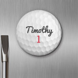 Golf Ball Dimples mit schwarzem Namen Magnet<br><div class="desc">Ein sportliches und männliches Motiv für die Typ und Jungen in Ihrer Familie. Dieses Sportdesign ist perfekt für jeden Sportler geeignet. Es sieht aus wie ein Foto einer Goldkugel. Sie können dies als Happy Birthday Gefallen verwenden und die Anzahl Jahre alt im Zahlenbereich einbeziehen.</div>