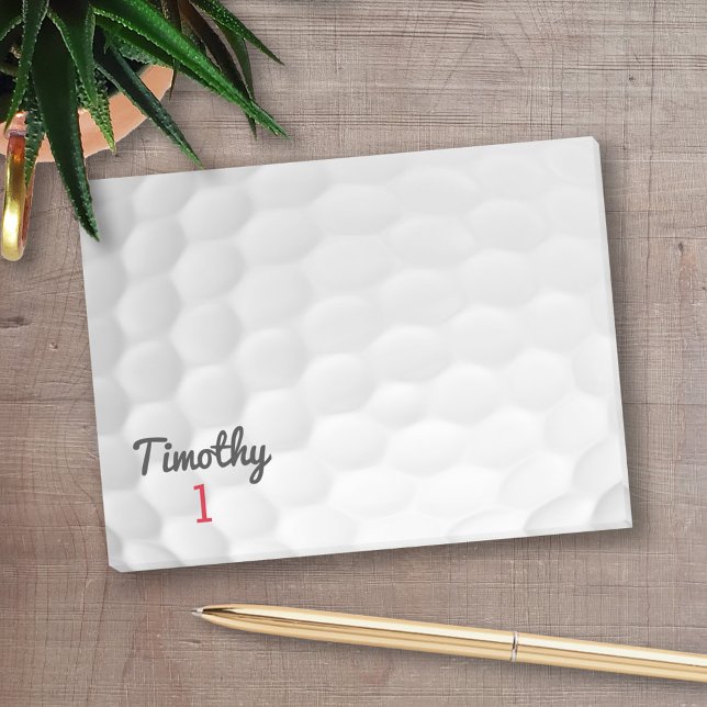 Golf Ball Dimples mit schwarzem Namen Post-it Klebezettel (Personalized Post-It Note - Golf Theme)