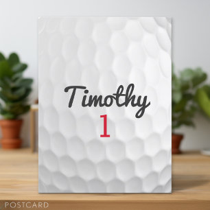 Golf Ball Dimples mit schwarzem Namen Postkarte