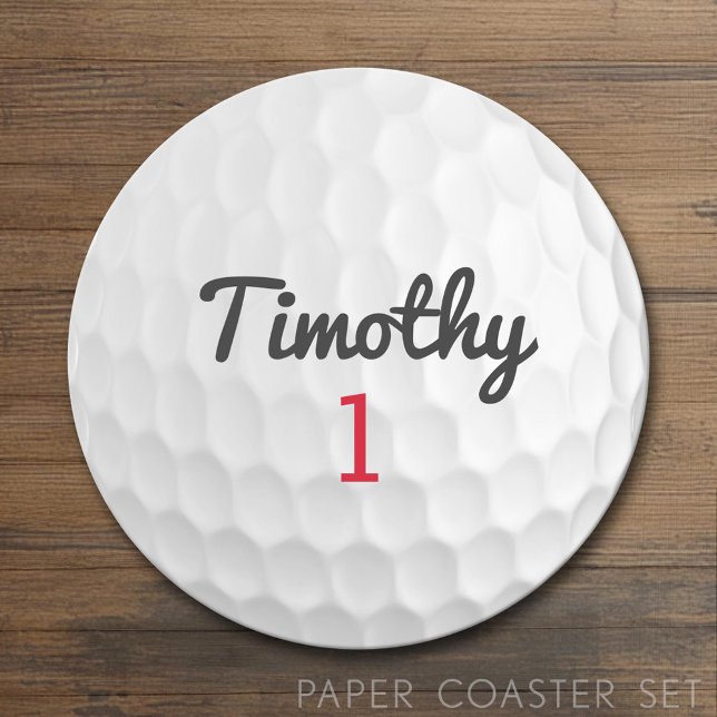 Golf Ball Dimples mit schwarzem Namen Runder Pappuntersetzer (Custom Coaster)