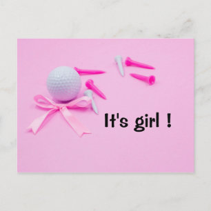 Golf Ball es Mädchen Dusche in Rosa Postkarte