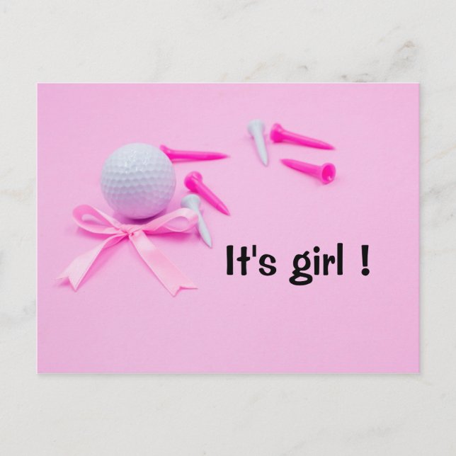 Golf Ball es Mädchen Dusche in Rosa Postkarte (Vorderseite)