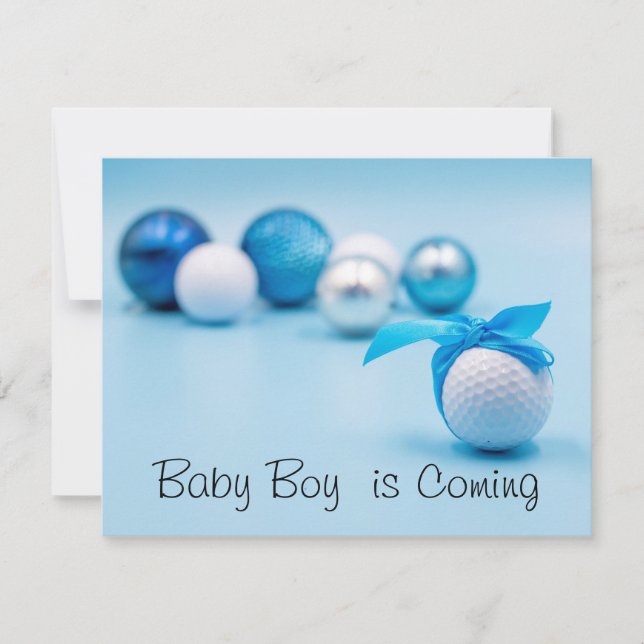 Golf Ball for baby Boy kommt mit Blue Ribbon Einladung (Vorderseite)