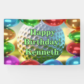 Golf Ball Happy Birthday Custom Vinyl Banner