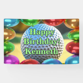 Golf Ball Happy Birthday Custom Vinyl Banner