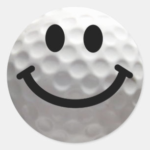 Golf Ball Happy Face Runder Aufkleber