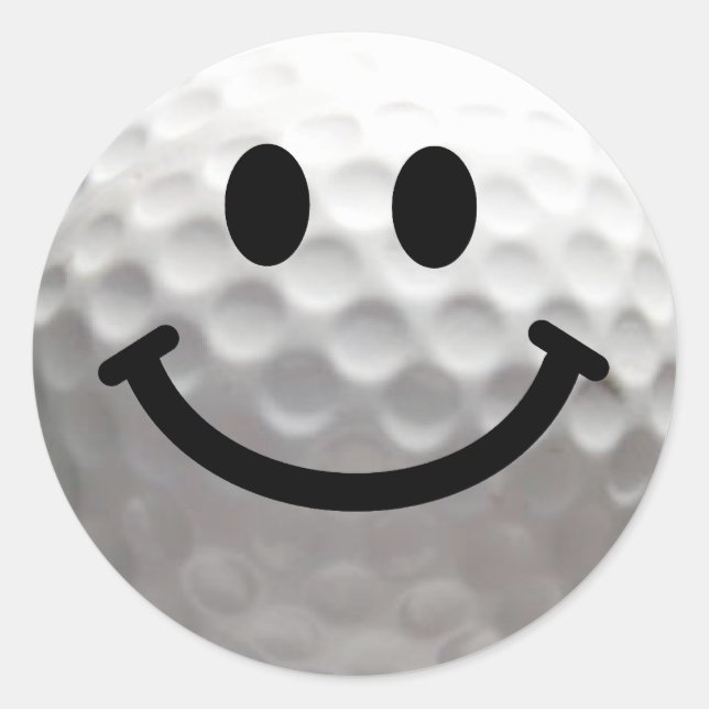 Golf Ball Happy Face Runder Aufkleber (Vorderseite)