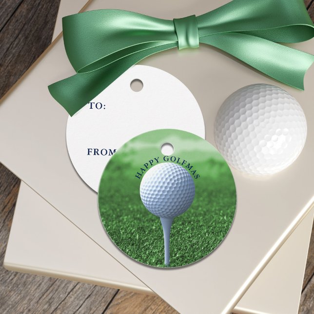 Golf Ball Happy Golfmas Geschenkartikel Feigwarenm Geschenkanhänger (Happy Golfmas! Fun favor tags to attach to your golf swag)