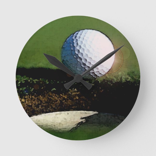 Golf Ball & Hole Runde Wanduhr (Vorderseite)