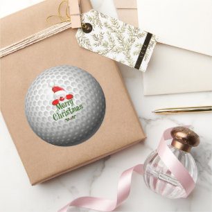 Golf Ball Holiday Design, Frohe Weihnachtsklassik Runder Aufkleber