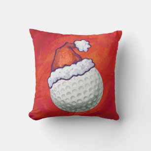 Golf Ball in Weihnachtsmannmütze Kissen