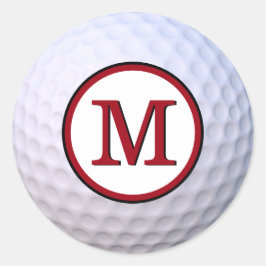Golf Ball individuell anpassbare Monogramm Rot Runder Aufkleber