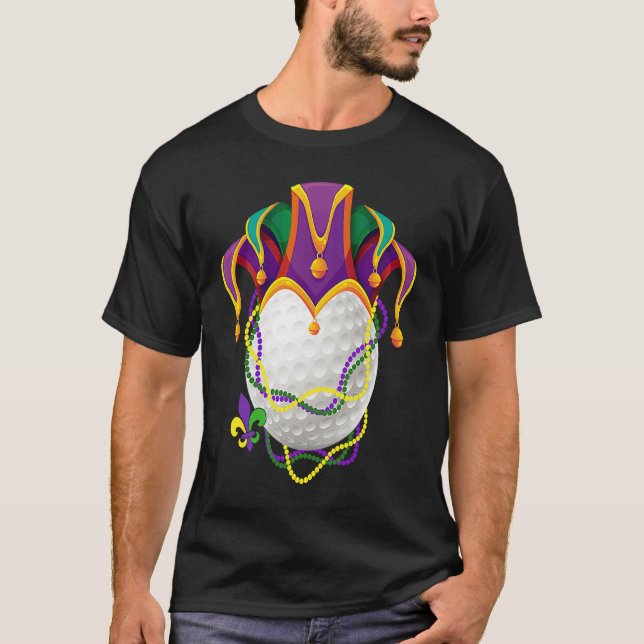 Golf Ball Jester Hat Mardi Gras Parade Beads Mardi T-Shirt (Vorderseite)