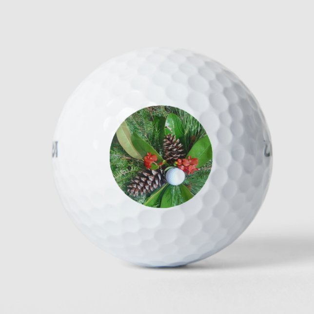 Golf Ball Kiefernzapfen und Evergreens Weihnachten (Vorderseite)