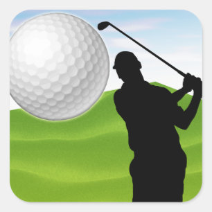 Golf Ball kommt bei Ihnen Quadratischer Aufkleber
