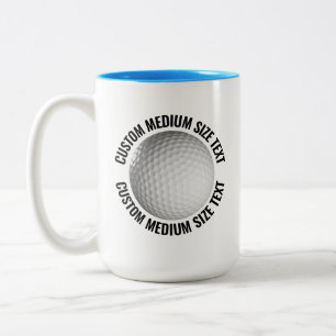 Golf Ball & Medium Text HELLBLAU 425g Custom Zweifarbige Tasse