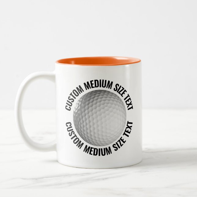 Golf Ball & Medium Text ORANGE 11oz Benutzerdefini Zweifarbige Tasse (Links)