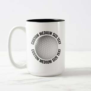 Golf Ball & Medium Text SCHWARZ 425g Custom Zweifarbige Tasse