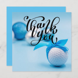 Golf Ball mit blauem Band für Baby Duschjunge Dankeskarte
