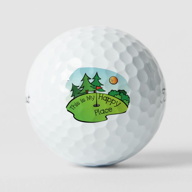 Golf Ball mit DIES IST MEIN GLÜCKLICHER ORT. (Vorderseite)