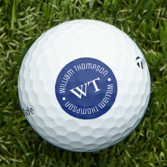 Golf Ball mit Namen ( BLUE Circle Monogram ) (Von Creator hochgeladen)