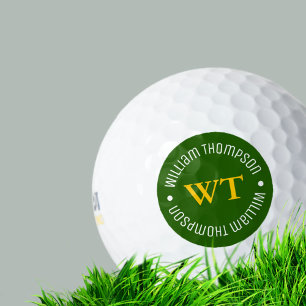 Golf Ball mit Namen (grünes Kreismonogramm)