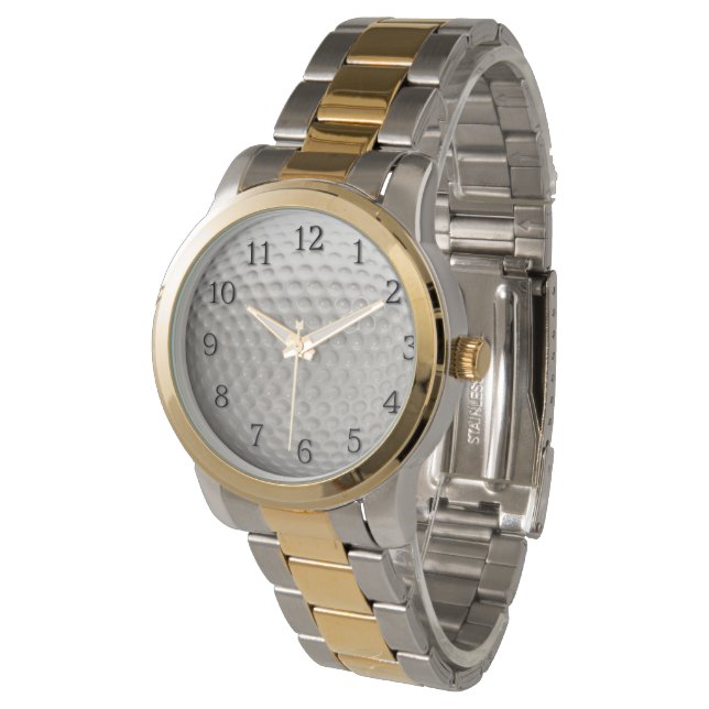 Golf Ball mit schwarzen Zahlen Sport Armbanduhr (Schrägansicht)
