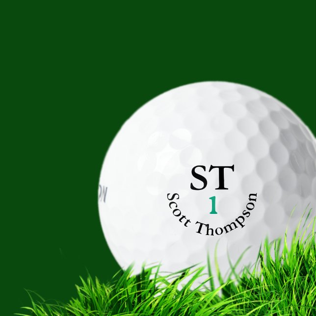 Golf Ball mit seinem Namen in Schwarz mit Nummer 1 (Von Creator hochgeladen)