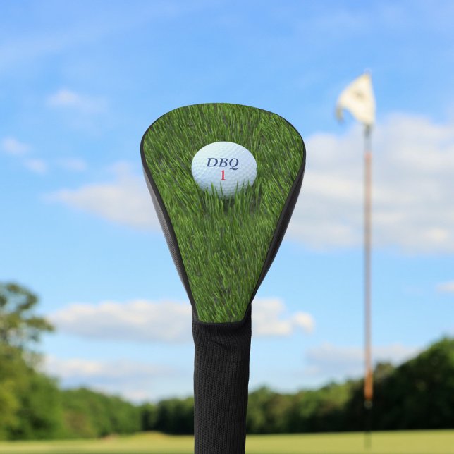 Golf Ball Monogram Green Driver Golf Head Cover Golf Headcover (Add your initials to the golf ball and have the best round of golf ever!)