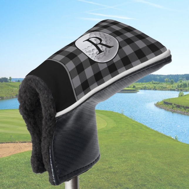 Golf ball monogrammed grey buffalo plaid custom headcover (Von Creator hochgeladen)