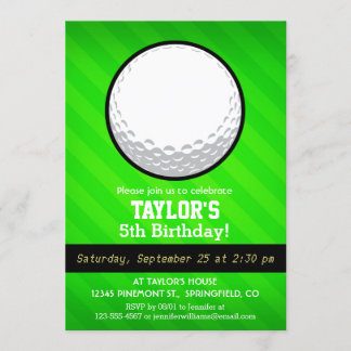 Golf Ball; Neon Green Strips Einladung